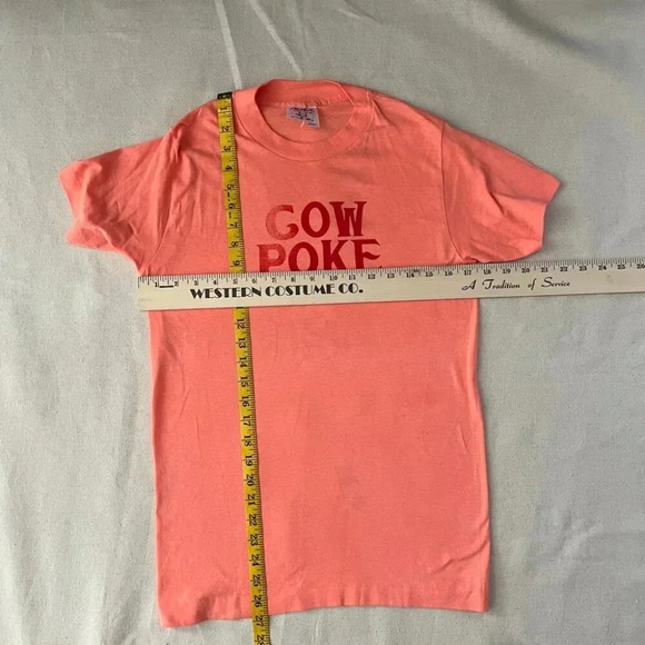 Low Timers | Vintage Graphic "Cow Poke" Shirt - Coral / Sz S-XS - Picture 7 of 7